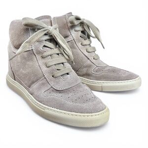 Woman By Common Projects Taupe Suede High Top Wedge Sneakers 6